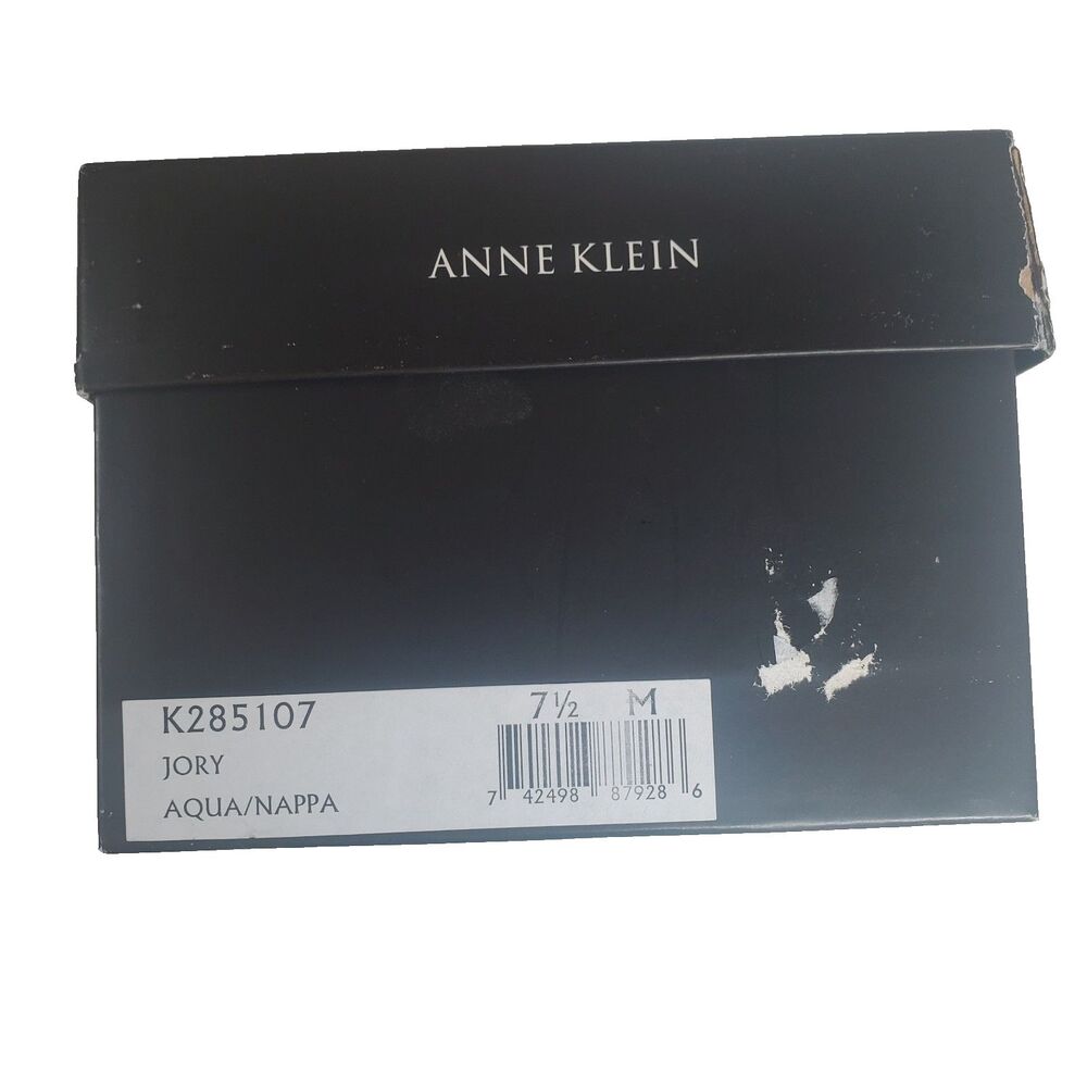 Vintage Anne Klein Women’s Heels 7.5M Blue Jory Nappa Mule Kitten Heel Bow - Picture 10 of 13
